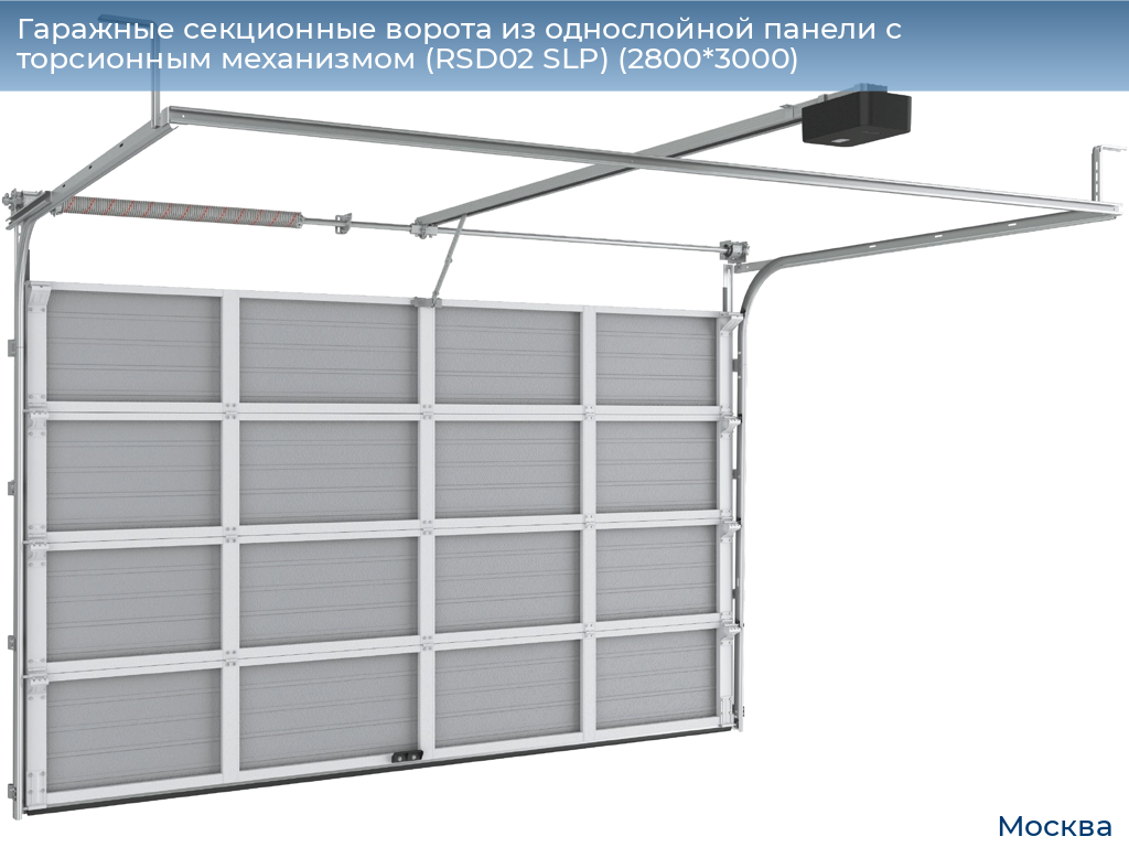 Гаражные секционные ворота из однослойной панели с торсионным механизмом (RSD02 SLP) (2800*3000), 