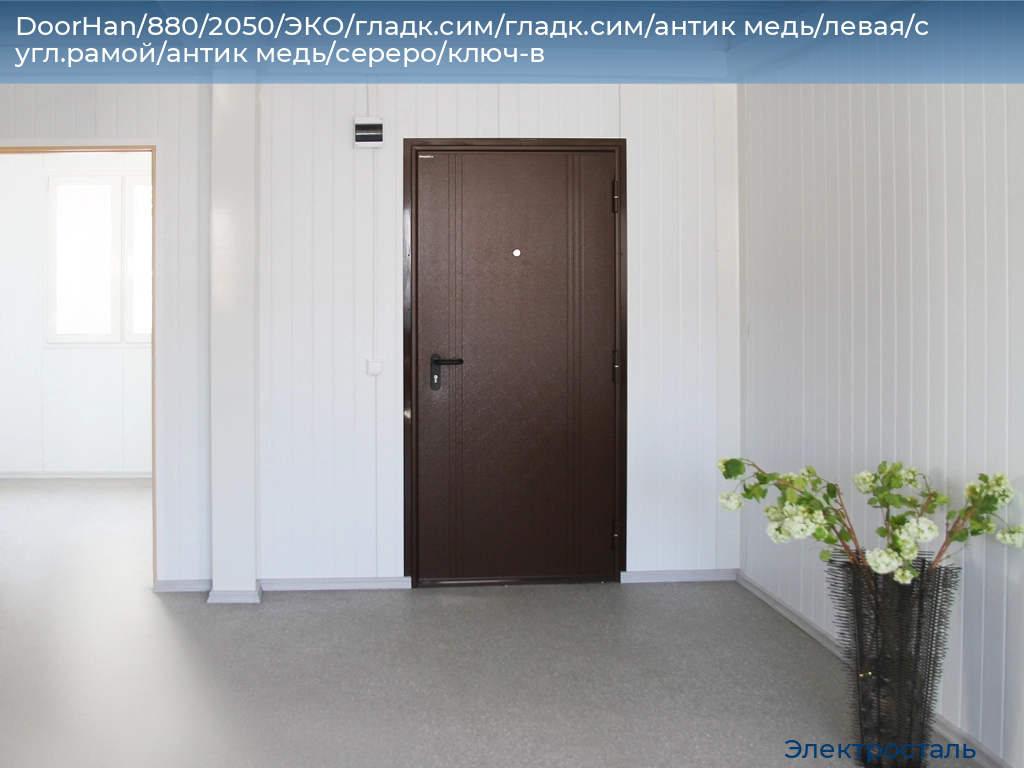 DoorHan/880/2050/ЭКО/гладк.сим/гладк.сим/антик медь/левая/с угл.рамой/антик медь/сереро/ключ-в, electrostal.doorhan.ru